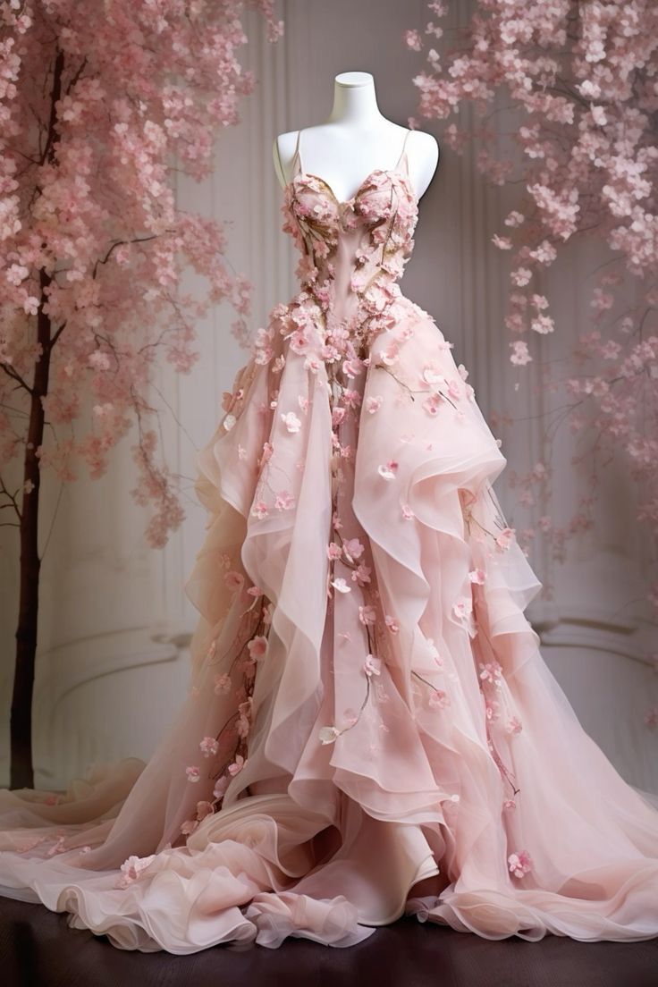 A Line Pink Tulle Long Prom Dress, Evening Formal Dress