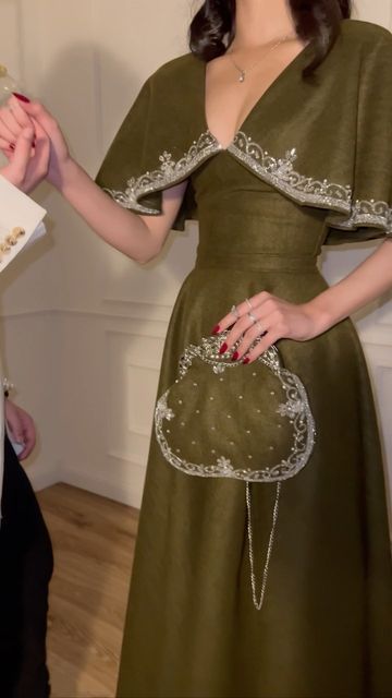 Elegant A line Prom Dress,Green Evening Dress Formal Prom Gown