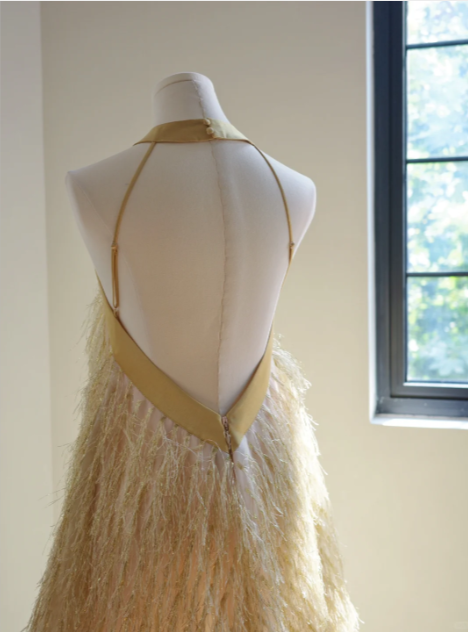 Sexy Yellow Feather Prom Dress Sexy Evening Dress Graduation Dress