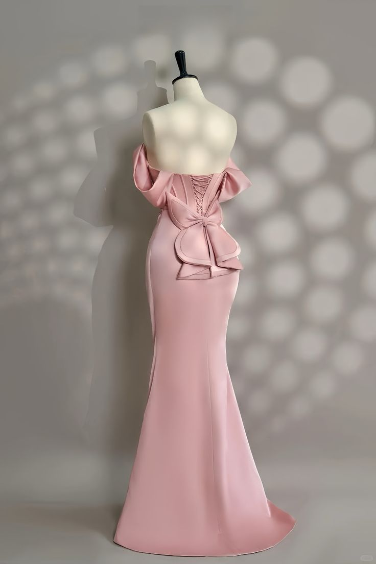 Elegant Pink Off The Shoulder Pearls Beading Party Evening Gown Mermaid Prom Dress