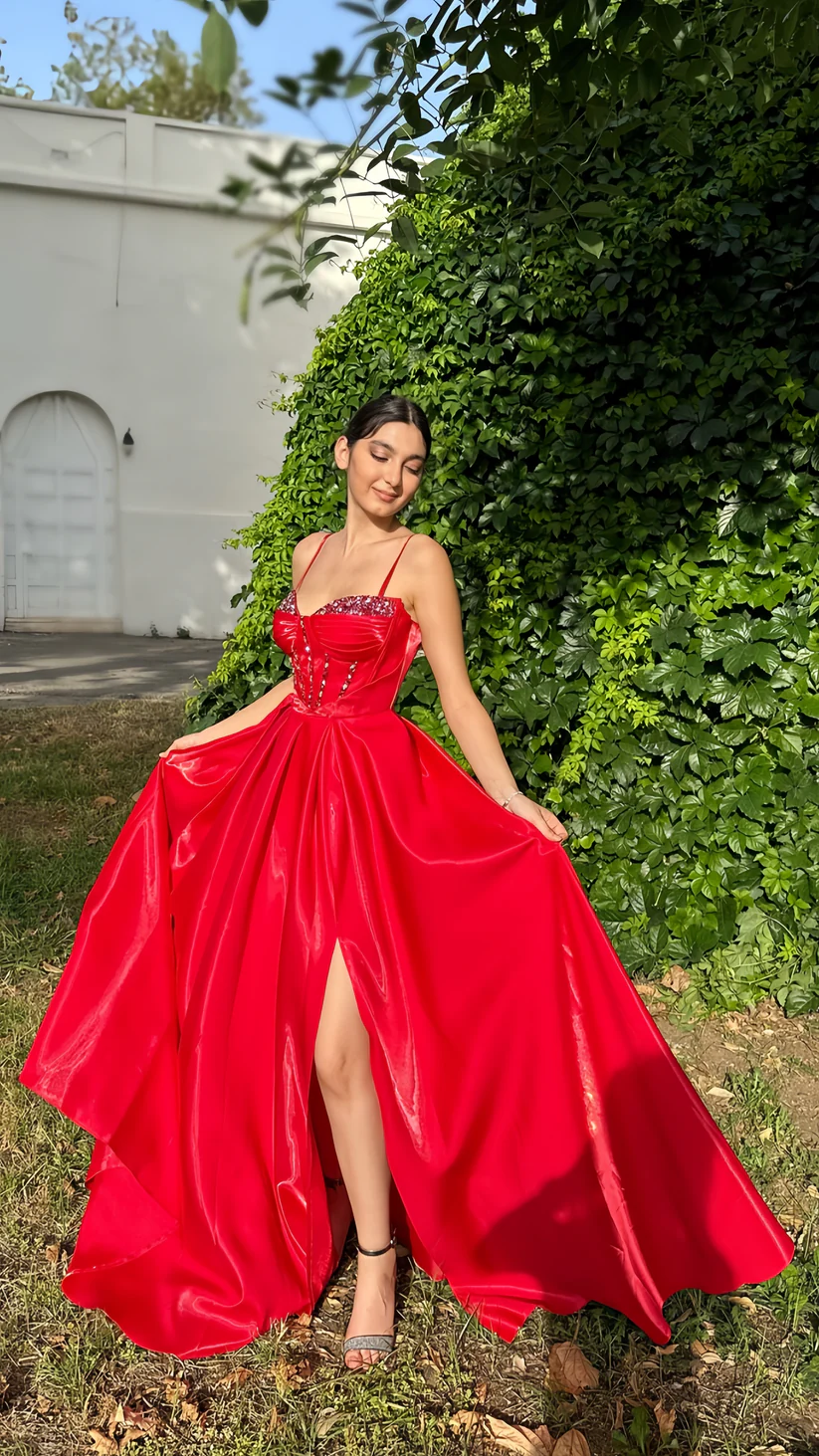 Beautiful Red A-Line Party Dress, Beaded Long Prom Dress Evening Dress