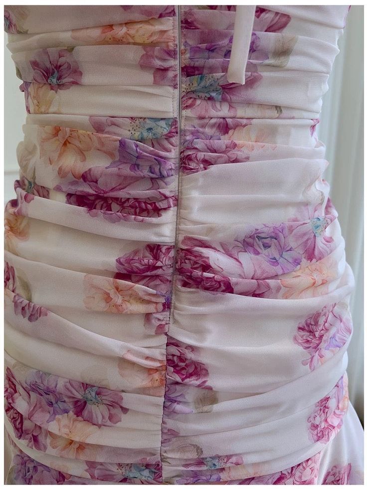 Pretty Sheath Halter Floral Chiffon Short Homecoming Dress Birthday Outfits