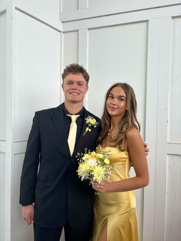 Yellow Spaghetti Straps Long Prom Dress With Slit