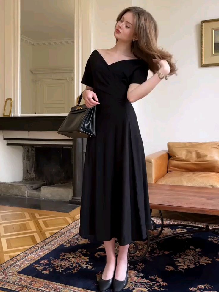 Black Off The Shoulder Prom Dresses, Ankle Length Evening Gown