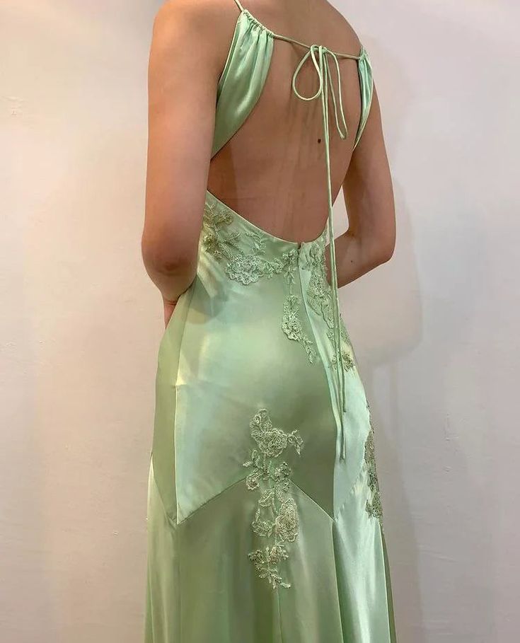 Green Vintage V Neck Beading Long Party Dress Formal Wear Dresses