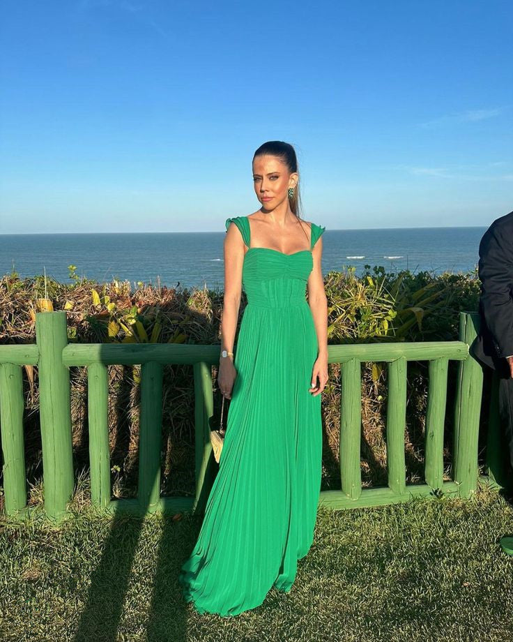 Simple Women Evening dress Green fashion A-line party dress