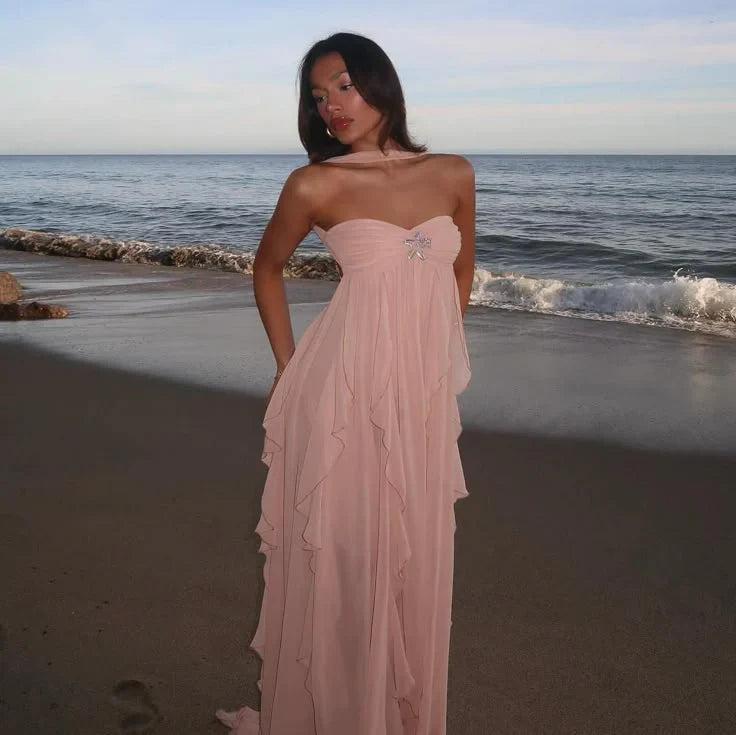 Elegant Halter Long Chiffon Prom Dress Evening Dress