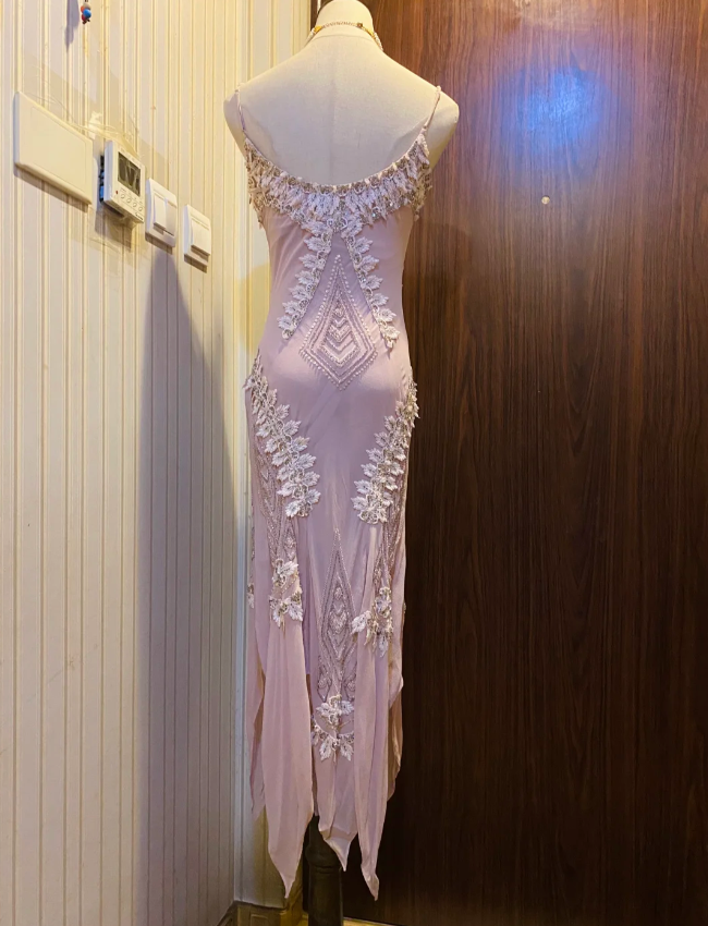 Retro Light Purple Irregular Strap Chiffon Prom Dress Evening Dress