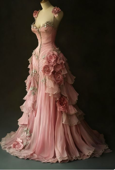 Pretty Ball Gown Pink Spaghetti Straps Tulle Long Quinceanera Dress