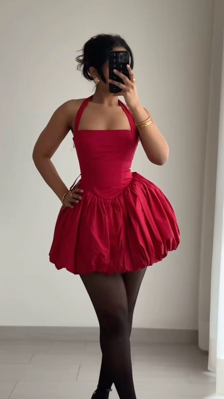 Sexy Red Halter Satin A Line Short Graduation Homecoming Dress Mini Birthday Dress