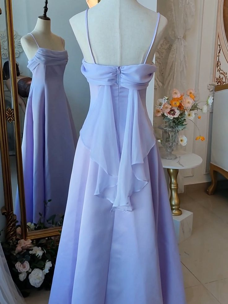 Elegant Spaghetti Straps Long Party Dress A Line Prom Dress