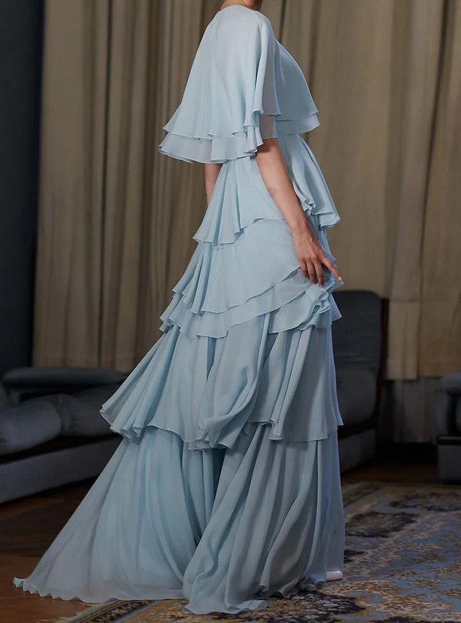 Light blue long prom dress, fashion evening dress