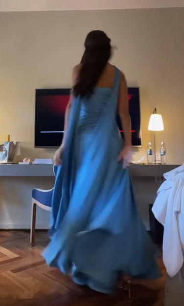 Chic Blue Long Prom Dress,Blue Evening Dress