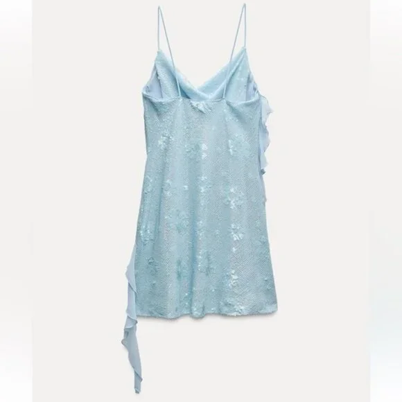 Gorgeous Blue Sequins Chiffon Homecoming Dress,Straps Sheath Cocktail Dress