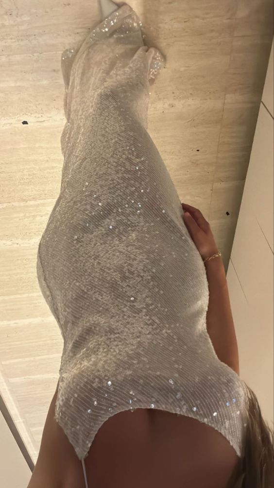 Sparkly White Sequins Long Evening Dress,White Formal Gown