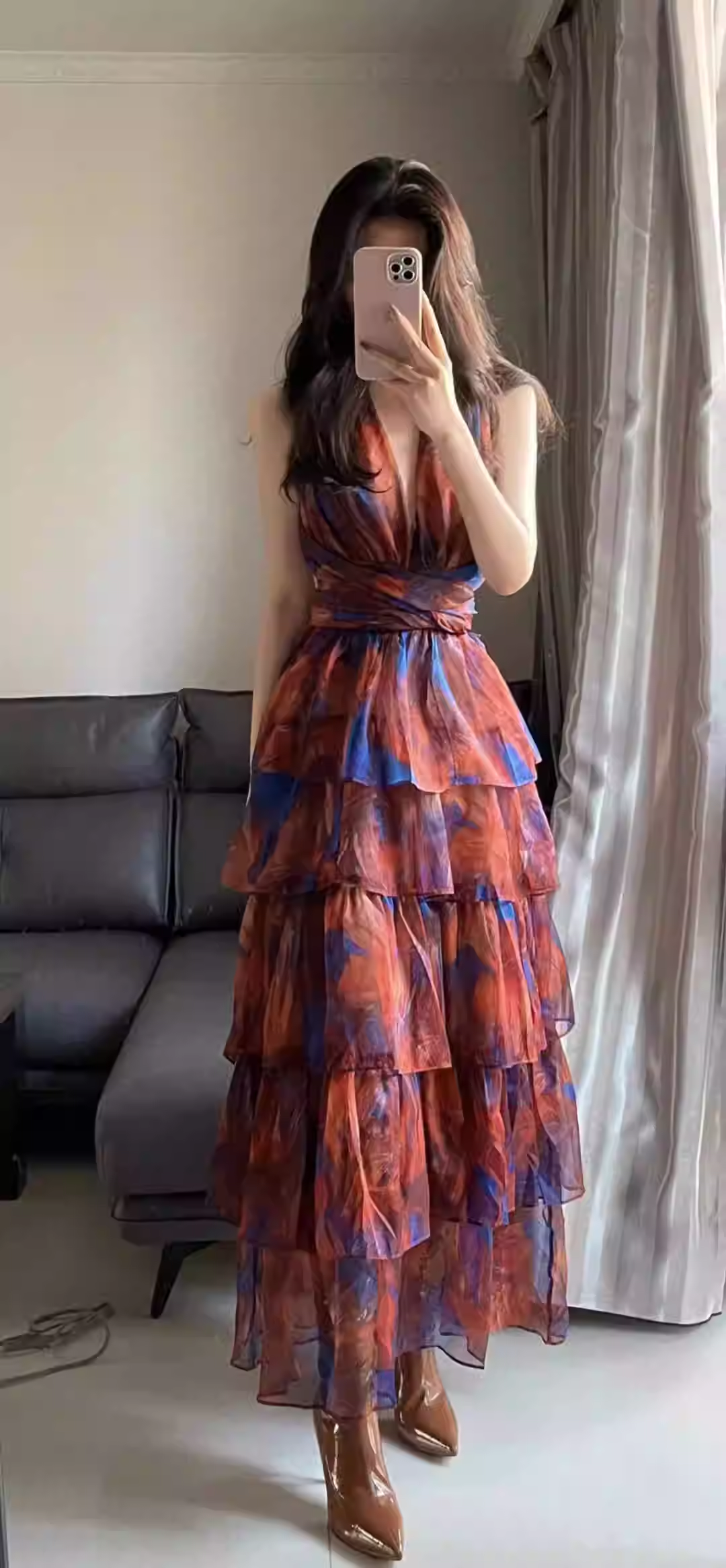 Halter neck prom dress, beach dress,seaside vacation dress,bohemian long dress