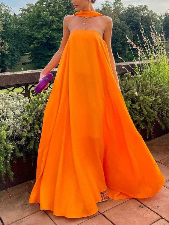 Women's Halter Long Prom Dress Strapless Floor Length Formal Dresses