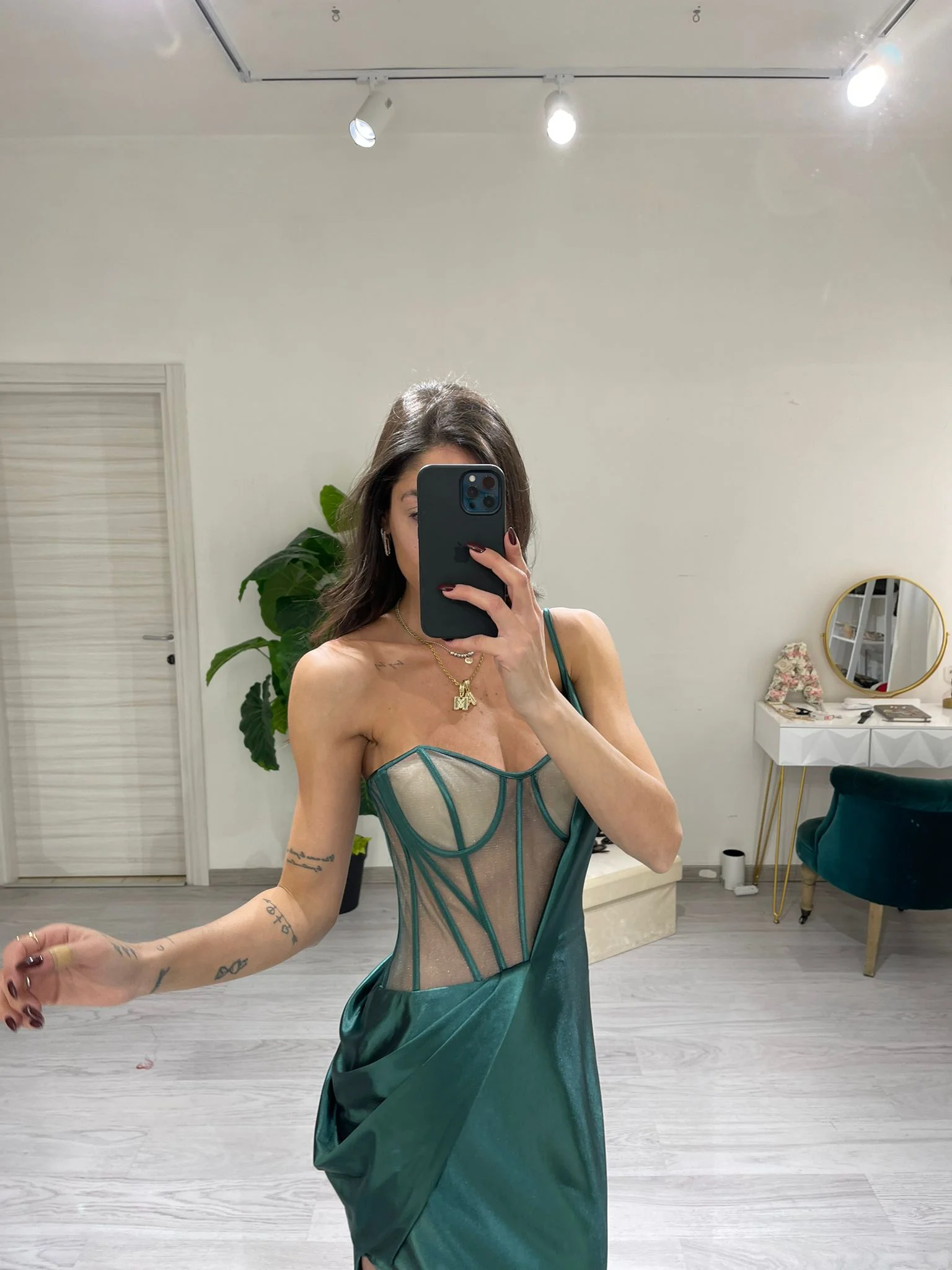Sexy Mermaid Prom Dress With Split See-through Evening Dress