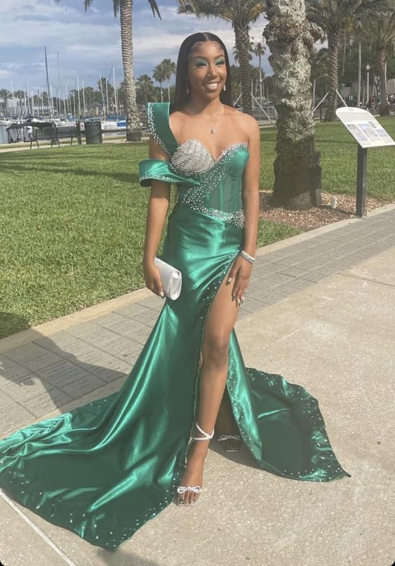 Unique Green Mermaid Evening Dress,Green African Dress
