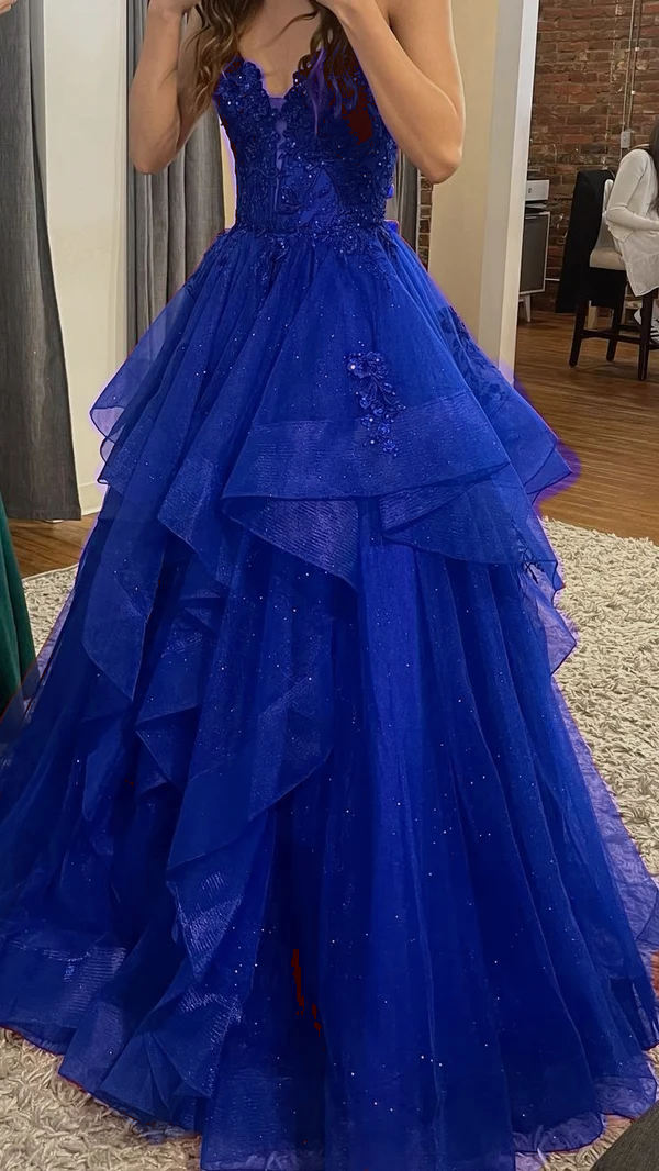 Burgundy Shinny Tulle A-Line Long Prom Dress Evening Party Dresses