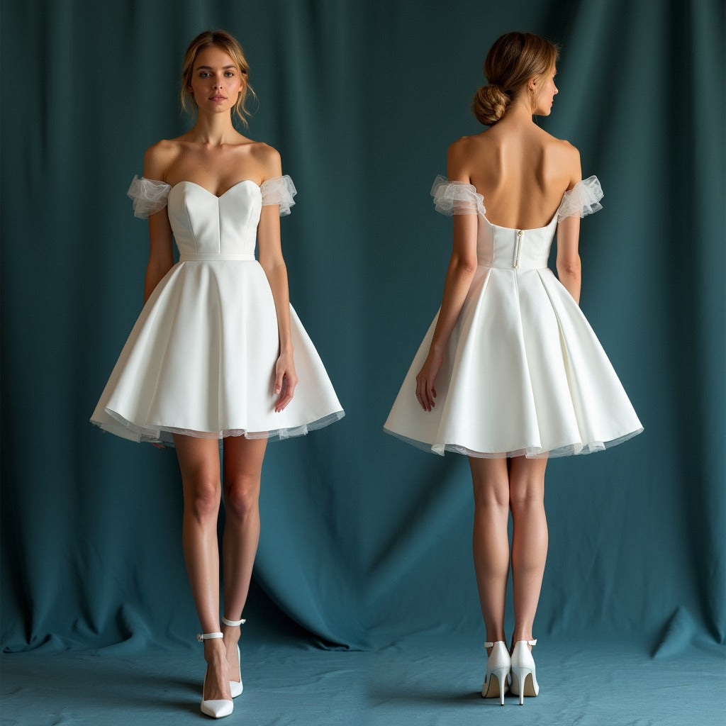 Handmade Custom Bridal Gown Long Sleeve Tulle Wedding Dress for Bride