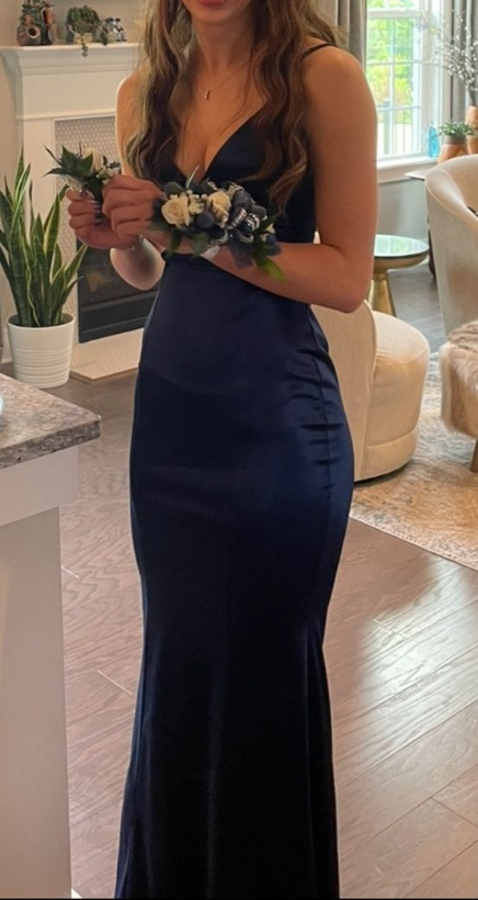 Navy Blue Prom Dress Elegant Evening Party Dress