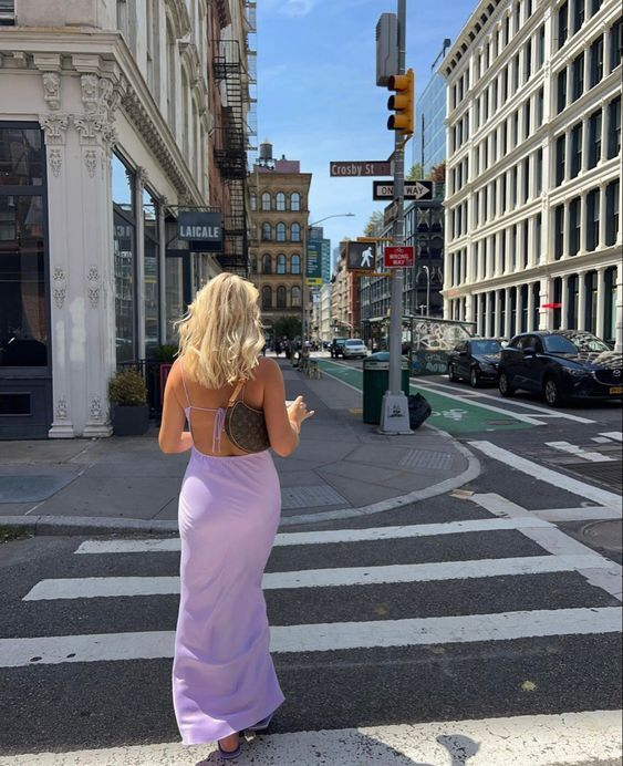 Lilac Spaghetti Straps Long Party Prom Dress