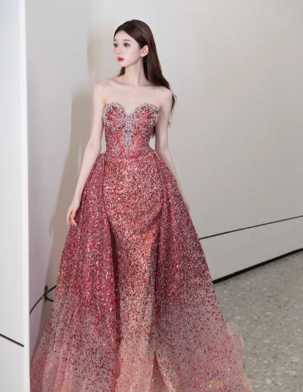 Sweetheart Neck Burgundy Prom Party Dress Sparkle Evening Dress Birthday Dress