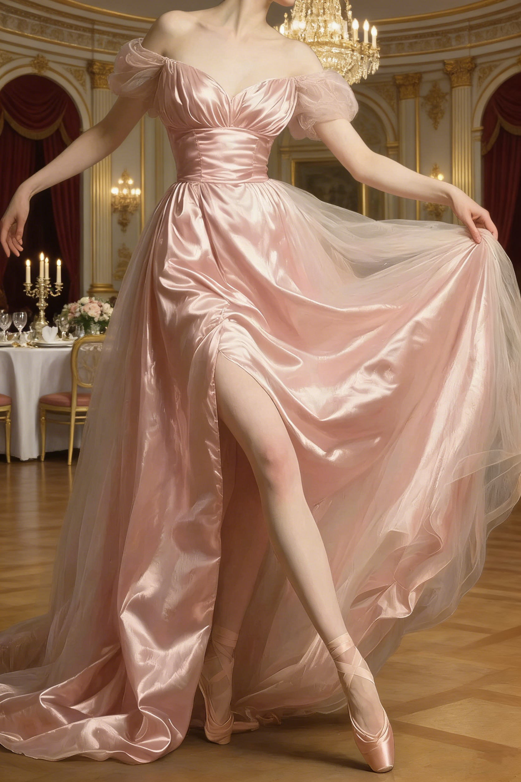 Classy Off The Shoulder Satin Tulle Slit Long Wedding Guest Dress Formal Evening Dress