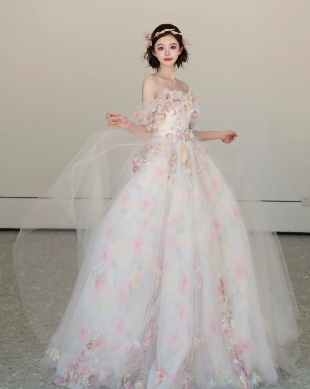 Off The Shoulder Tulle Prom Party Dress Birthday Dress Evening Dress