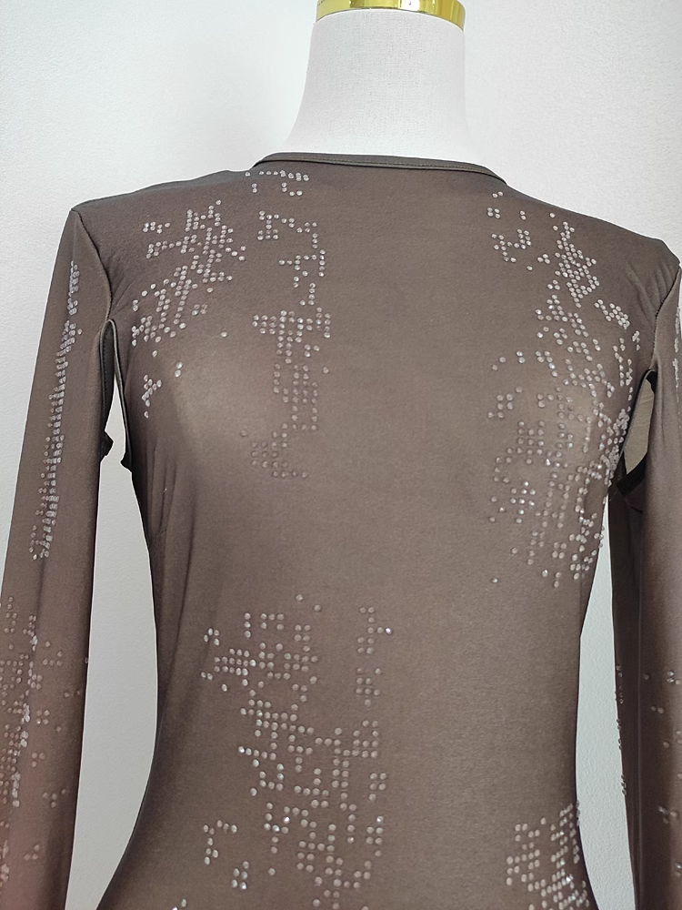 Sexy Sheath Scoop Long Sleeves Ombre Brown Party Dress Holiday Birthday Dresses For Women
