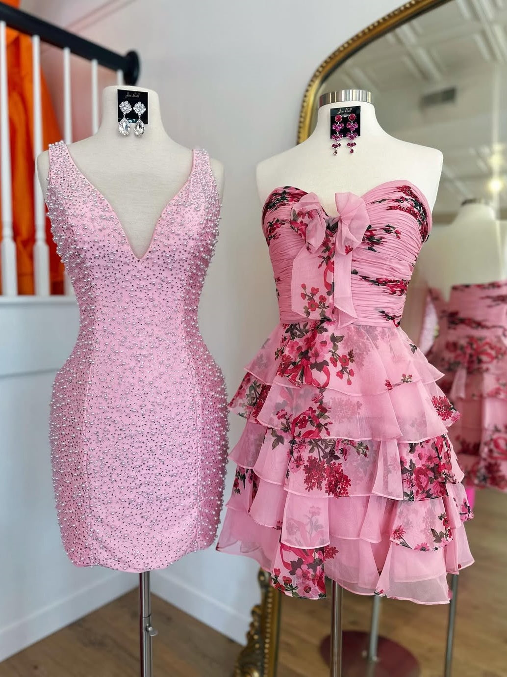 New A Line Sweetheart Blue Printed Short Homecoming Dress with Ruffles