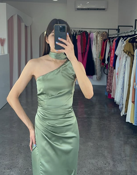 Gorgeous Hot Pink One Shoulder Satin Long Prom Dress,Mermaid Party Evening Dress