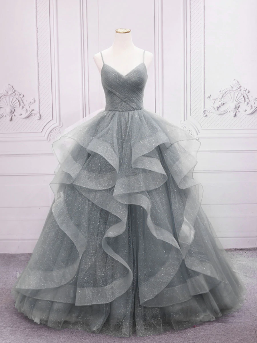 A-line tulle long prom dress dress,tulle sweet 16 dress