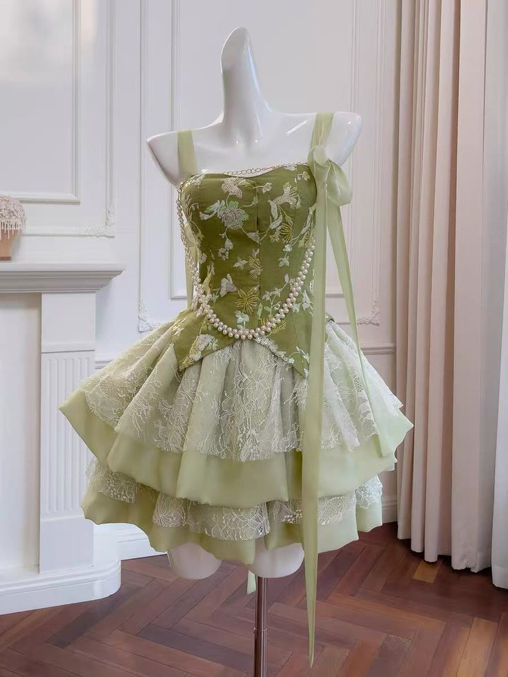 Sweet Green Lace A Line Homecoming Dress Mini Prom Dress