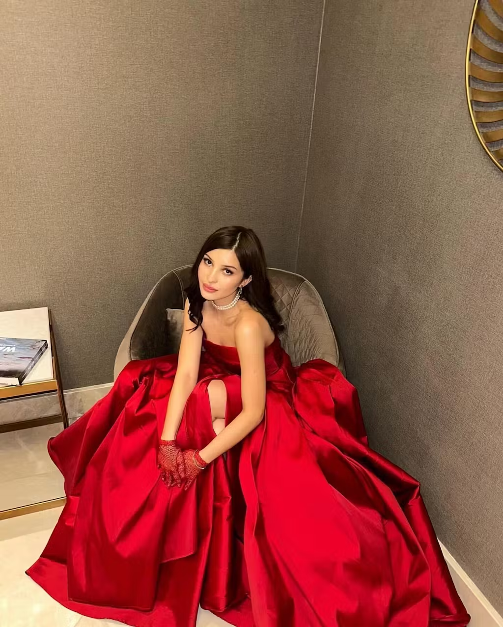 Charming Princess A Line Strapless Red Long Party Evening Dress