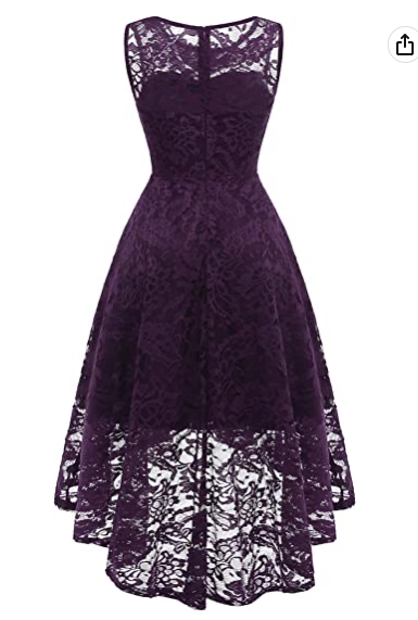 Women's Vintage Floral Lace Sleeveless Hi-Lo Cocktail Formal Swing Dress Party Dress