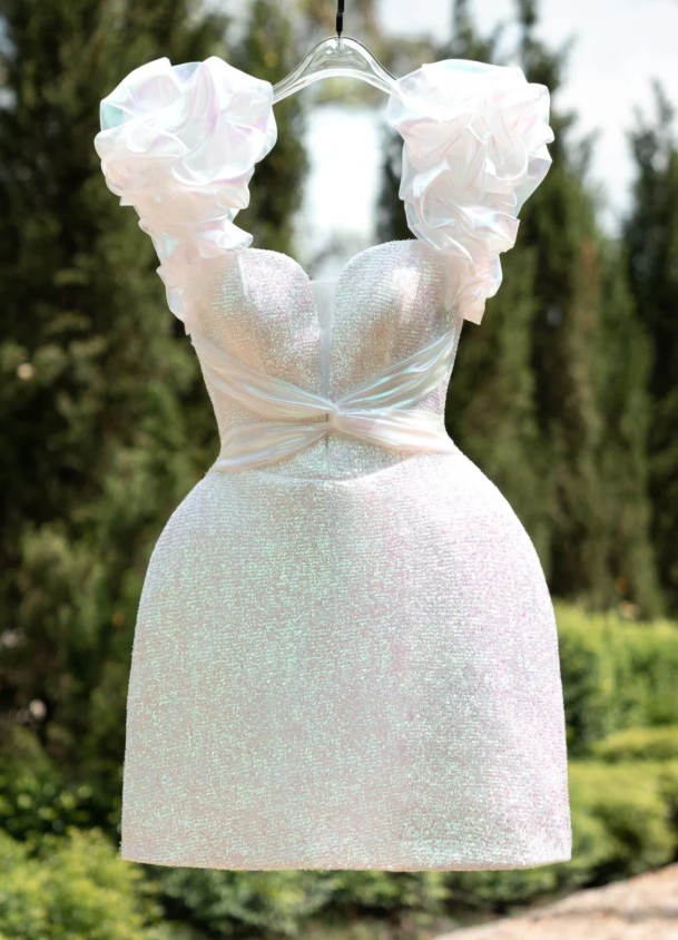 Charming Sweetheart Neck Sequin Short Birthday Outfits Light Pink Graduation Homecoming Dress