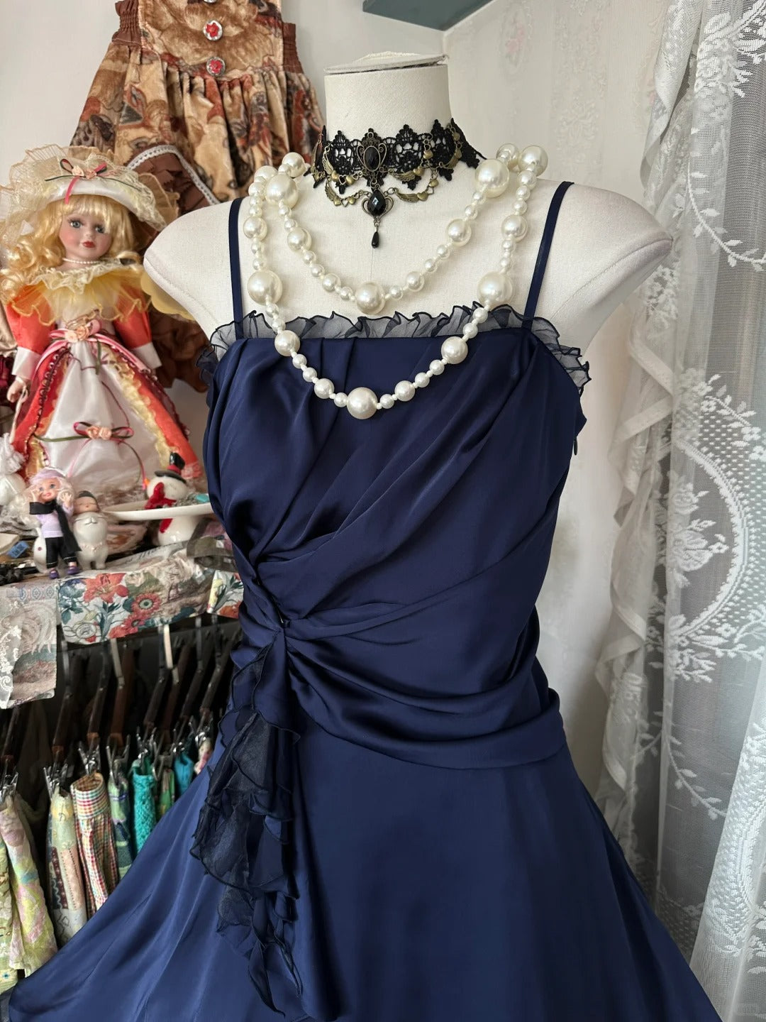 A Line Navy Blue Birthday Outfit Short Evening Dress Vintage Short Party Dress Homecoming Dress