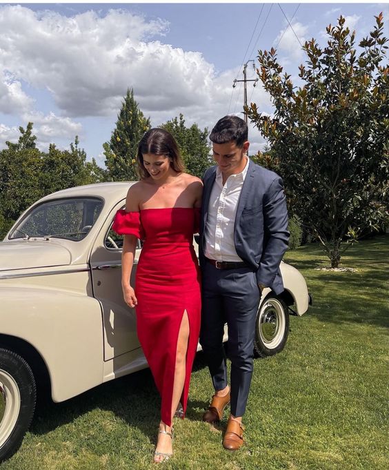Red strapless sexy party prom evening dress