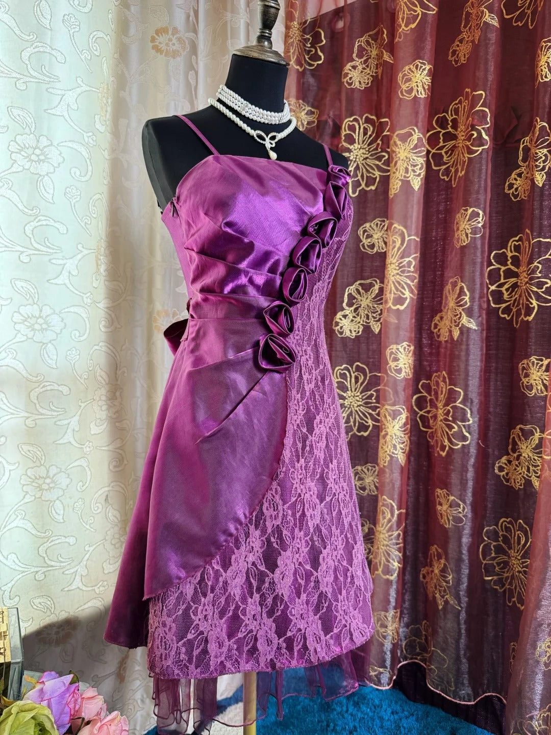 Purple Birthday Outfit Short Evening Dress Short Party Dress Vintage Homecoming Dress
