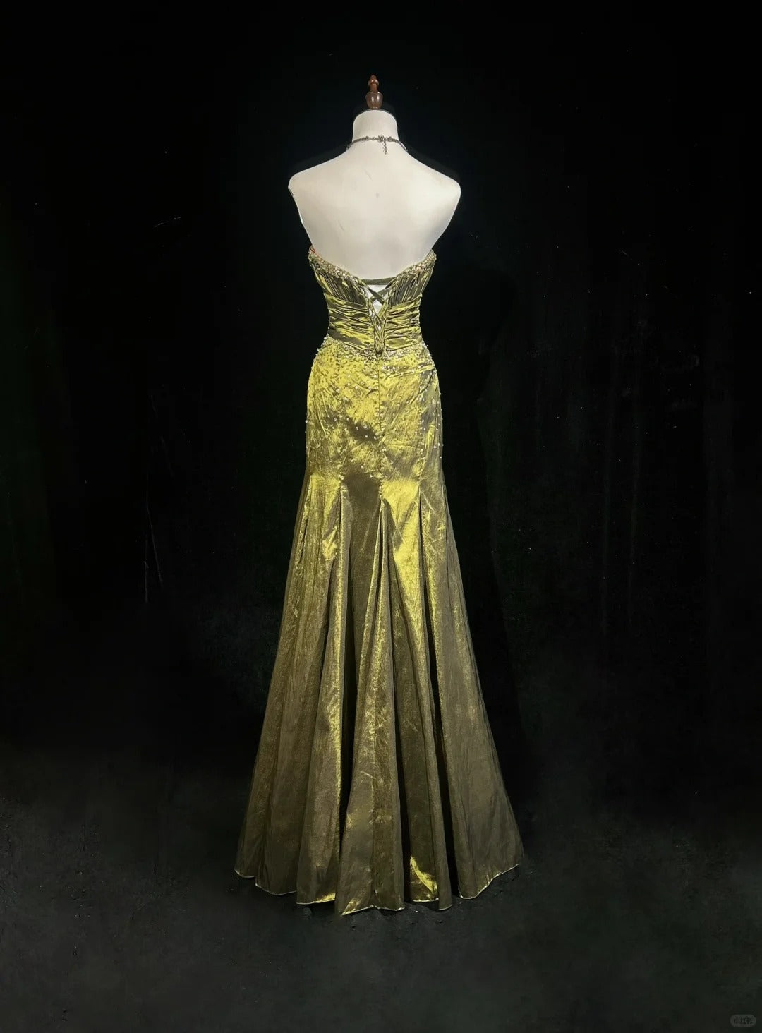 Vintage Green Strapless Long Prom Party Dress Long Evening Dress