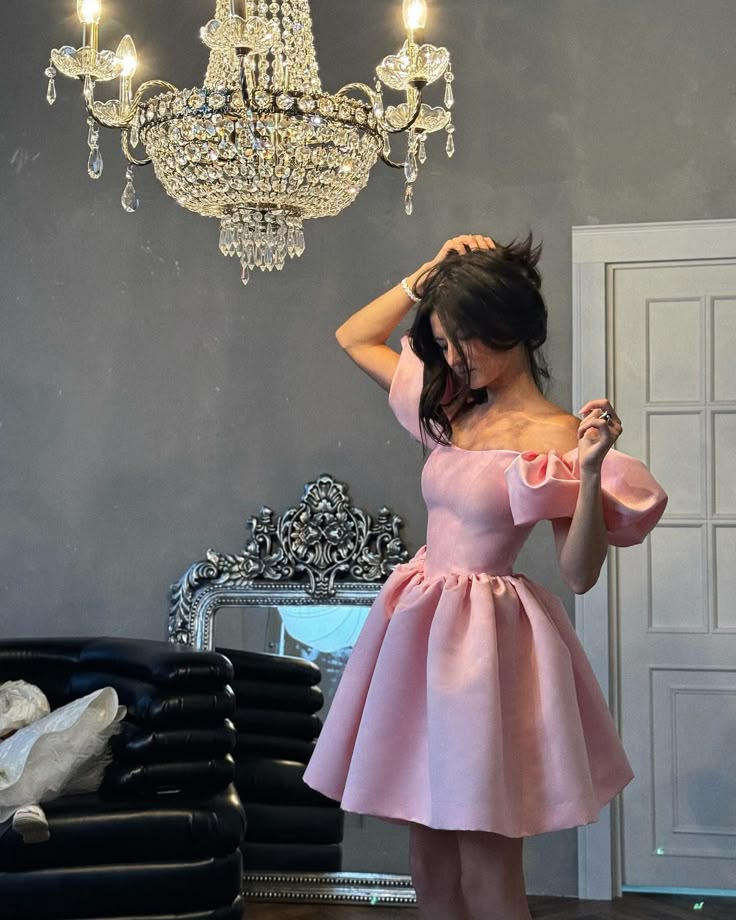A Line Pink Short Evening Dress Cocktail Dresses Short Party Dress