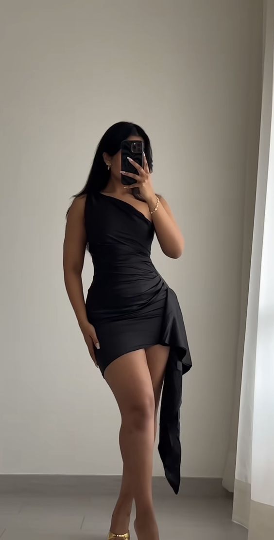 One Shoulder Ruffle Sexy Cocktail Dress Homecoming Dress