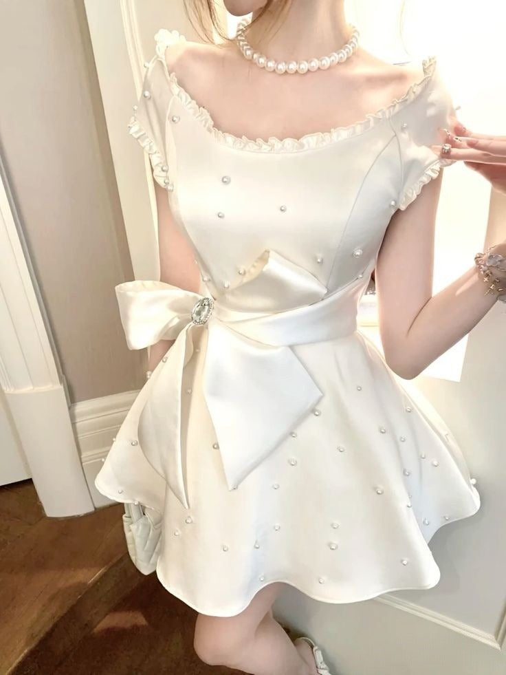 A Line White Short Evening Dress Cocktail Dresses Short Party Dress