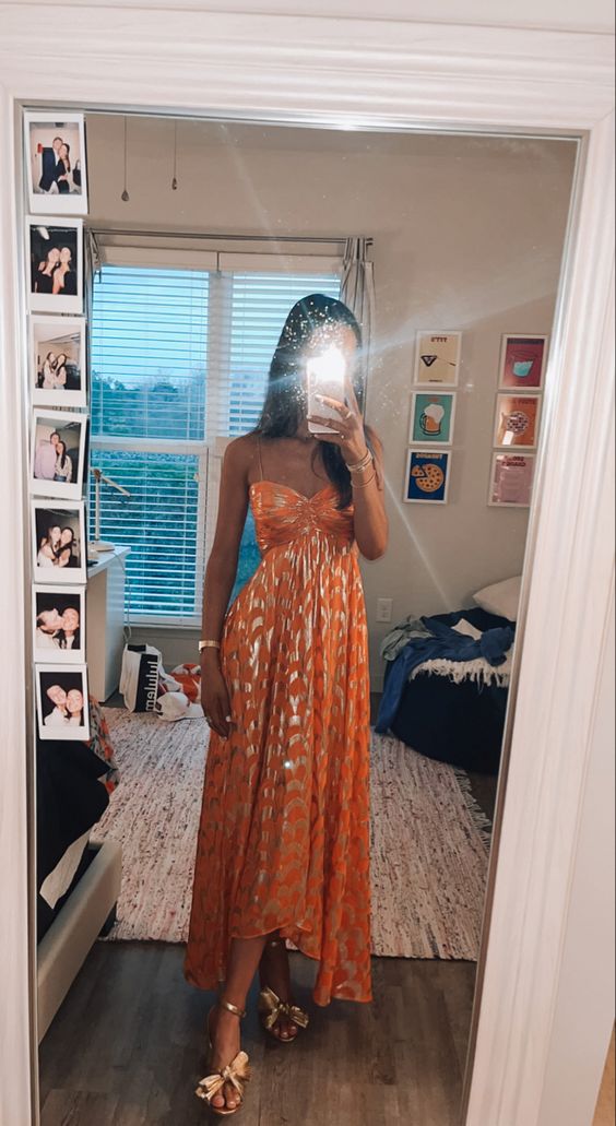 A-Line Spaghetti Straps Chic Long Party Dress