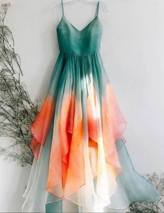 Newest Prom Dress,Spaghetti Straps Prom Dress,Chiffon Prom Dress