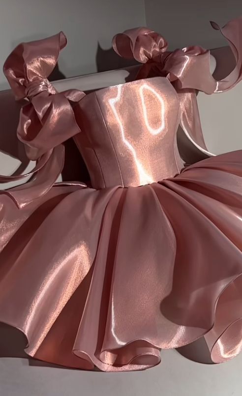 Pink Homecoming Dress with Bow Shoulder Ties A-line Short Party Gown