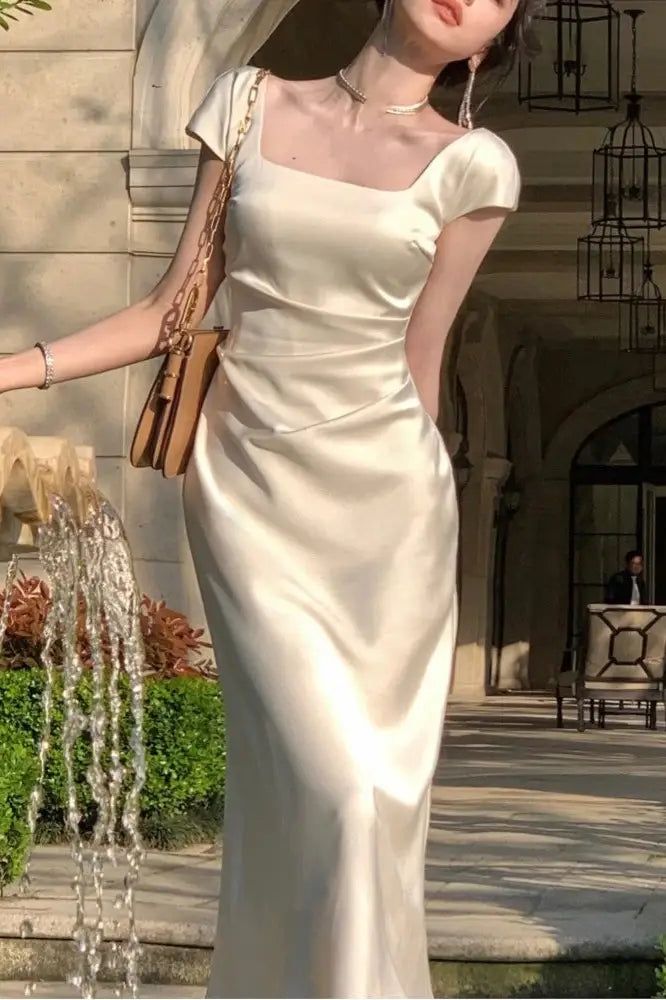 Sleeveless Square Neck Bodycon Dress Prom Evening Dress