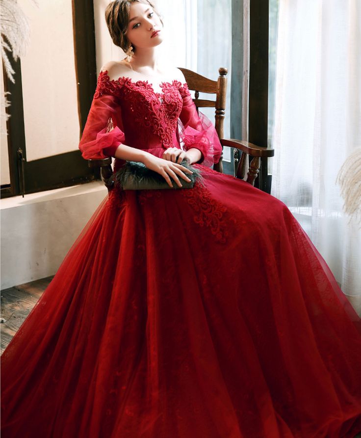 Round Neck Tulle Beads Long Prom Dress Evening Dress